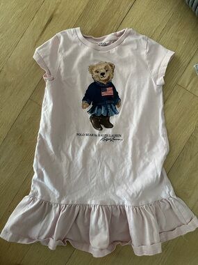 Ralph Lauren Polo Bear Pink Ruffle Hem Dress